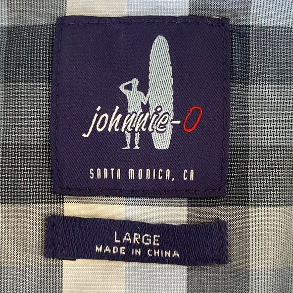 Johnnie-O Hangin' Out Button-Down Shirt Mens Large Blue Check Cotton Long Sleeve - Picture 10 of 13
